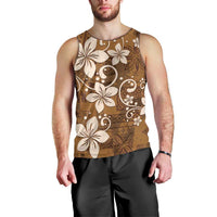 Plumeria Floral Tapa Pattern Vintage Gold Men Tank Top LT01 - Polynesian Pride