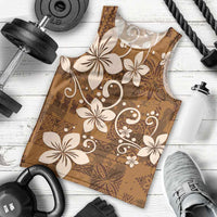 Plumeria Floral Tapa Pattern Vintage Gold Men Tank Top LT01 - Polynesian Pride