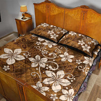 Plumeria Floral Tapa Pattern Vintage Gold Quilt Bed Set LT01 - Polynesian Pride