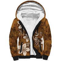 Plumeria Floral Tapa Pattern Vintage Gold Sherpa Hoodie LT01 Unisex Gold - Polynesian Pride