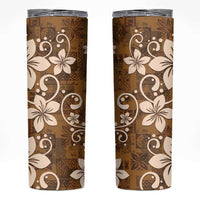 Plumeria Floral Tapa Pattern Vintage Gold Skinny Tumbler LT01 Gold - Polynesian Pride