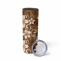 Plumeria Floral Tapa Pattern Vintage Gold Skinny Tumbler LT01 - Polynesian Pride