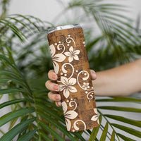 Plumeria Floral Tapa Pattern Vintage Gold Skinny Tumbler LT01 - Polynesian Pride