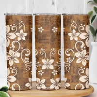 Plumeria Floral Tapa Pattern Vintage Gold Skinny Tumbler LT01 - Polynesian Pride