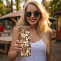 Plumeria Floral Tapa Pattern Vintage Gold Skinny Tumbler LT01 - Polynesian Pride