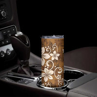 Plumeria Floral Tapa Pattern Vintage Gold Skinny Tumbler LT01 - Polynesian Pride