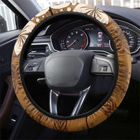 Plumeria Floral Tapa Pattern Vintage Gold Steering Wheel Cover LT01 - Polynesian Pride