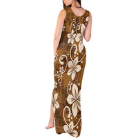 Plumeria Floral Tapa Pattern Vintage Gold Tank Maxi Dress LT01 - Polynesian Pride