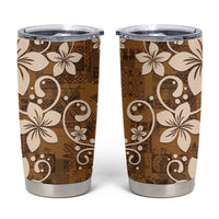 Plumeria Floral Tapa Pattern Vintage Gold Tumbler Cup LT01 Gold - Polynesian Pride