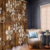 Plumeria Floral Tapa Pattern Vintage Gold Window Curtain LT01 - Polynesian Pride