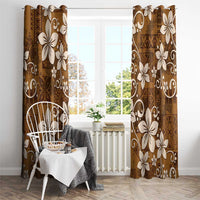 Plumeria Floral Tapa Pattern Vintage Gold Window Curtain LT01 - Polynesian Pride