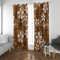 Plumeria Floral Tapa Pattern Vintage Gold Window Curtain LT01 With Grommets Gold - Polynesian Pride