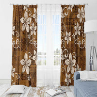 Plumeria Floral Tapa Pattern Vintage Gold Window Curtain LT01 - Polynesian Pride