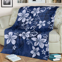 Plumeria Floral Tapa Pattern Navy Blue Blanket LT01 - Polynesian Pride