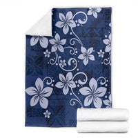 Plumeria Floral Tapa Pattern Navy Blue Blanket LT01 - Polynesian Pride