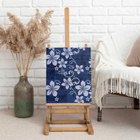 Plumeria Floral Tapa Pattern Navy Blue Canvas Wall Art LT01 - Polynesian Pride
