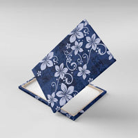 Plumeria Floral Tapa Pattern Navy Blue Canvas Wall Art LT01 With Frame Blue - Polynesian Pride