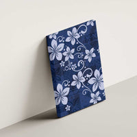 Plumeria Floral Tapa Pattern Navy Blue Canvas Wall Art LT01 - Polynesian Pride