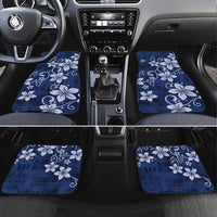 Plumeria Floral Tapa Pattern Navy Blue Car Mats LT01 Set 4pcs Blue - Polynesian Pride