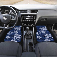 Plumeria Floral Tapa Pattern Navy Blue Car Mats LT01 Set 2pcs - Front Blue - Polynesian Pride