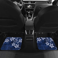 Plumeria Floral Tapa Pattern Navy Blue Car Mats LT01 Set 2pcs - Back Blue - Polynesian Pride