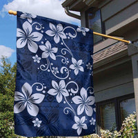 Plumeria Floral Tapa Pattern Navy Blue Garden Flag LT01 - Polynesian Pride