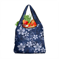Plumeria Floral Tapa Pattern Navy Blue Grocery Bag LT01 1-pack One Size Blue - Polynesian Pride