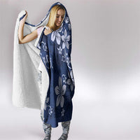 Plumeria Floral Tapa Pattern Navy Blue Hooded Blanket LT01 - Polynesian Pride