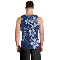 Plumeria Floral Tapa Pattern Navy Blue Men Tank Top LT01 - Polynesian Pride