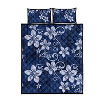 Plumeria Floral Tapa Pattern Navy Blue Quilt Bed Set LT01 - Polynesian Pride