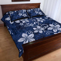 Plumeria Floral Tapa Pattern Navy Blue Quilt Bed Set LT01 - Polynesian Pride