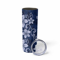Plumeria Floral Tapa Pattern Navy Blue Skinny Tumbler LT01 - Polynesian Pride