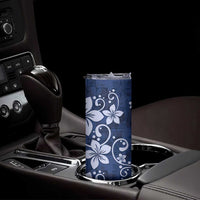 Plumeria Floral Tapa Pattern Navy Blue Skinny Tumbler LT01 - Polynesian Pride