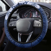 Plumeria Floral Tapa Pattern Navy Blue Steering Wheel Cover LT01 - Polynesian Pride