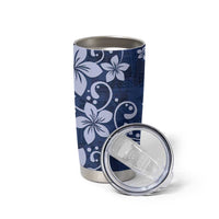 Plumeria Floral Tapa Pattern Navy Blue Tumbler Cup LT01 - Polynesian Pride