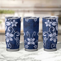 Plumeria Floral Tapa Pattern Navy Blue Tumbler Cup LT01 - Polynesian Pride