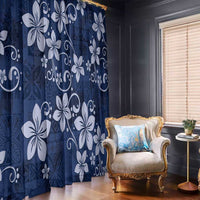 Plumeria Floral Tapa Pattern Navy Blue Window Curtain LT01 - Polynesian Pride