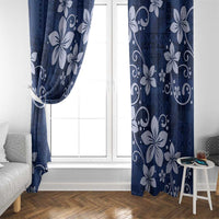 Plumeria Floral Tapa Pattern Navy Blue Window Curtain LT01 - Polynesian Pride