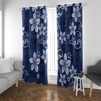 Plumeria Floral Tapa Pattern Navy Blue Window Curtain LT01 With Grommets Blue - Polynesian Pride