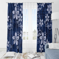 Plumeria Floral Tapa Pattern Navy Blue Window Curtain LT01 - Polynesian Pride