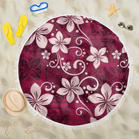 Plumeria Floral Tapa Pattern Ruby Pink Beach Blanket LT01 One Size 150cm Pink - Polynesian Pride