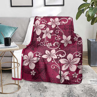 Plumeria Floral Tapa Pattern Ruby Pink Blanket LT01 - Polynesian Pride