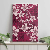 Plumeria Floral Tapa Pattern Ruby Pink Canvas Wall Art LT01 - Polynesian Pride