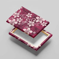 Plumeria Floral Tapa Pattern Ruby Pink Canvas Wall Art LT01 - Polynesian Pride
