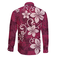 Plumeria Floral Tapa Pattern Ruby Pink Family Matching Tank Maxi Dress and Hawaiian Shirt LT01 - Polynesian Pride
