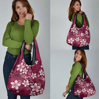 Plumeria Floral Tapa Pattern Ruby Pink Grocery Bag LT01 - Polynesian Pride