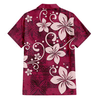 Plumeria Floral Tapa Pattern Ruby Pink Hawaiian Shirt LT01 - Polynesian Pride