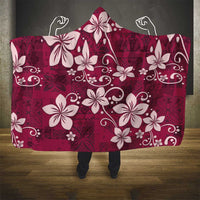 Plumeria Floral Tapa Pattern Ruby Pink Hooded Blanket LT01 - Polynesian Pride