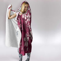 Plumeria Floral Tapa Pattern Ruby Pink Hooded Blanket LT01 - Polynesian Pride