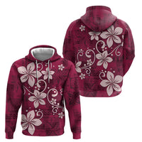 Plumeria Floral Tapa Pattern Ruby Pink Hoodie LT01 - Polynesian Pride